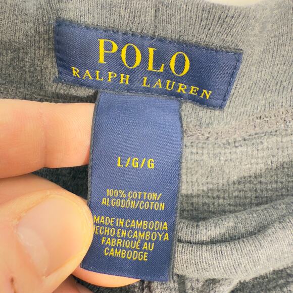 Polo Ralph Lauren Waffle Weave Lounge Pants Men L Drawstring Waist CUT Off Hems - Picture 2 of 15